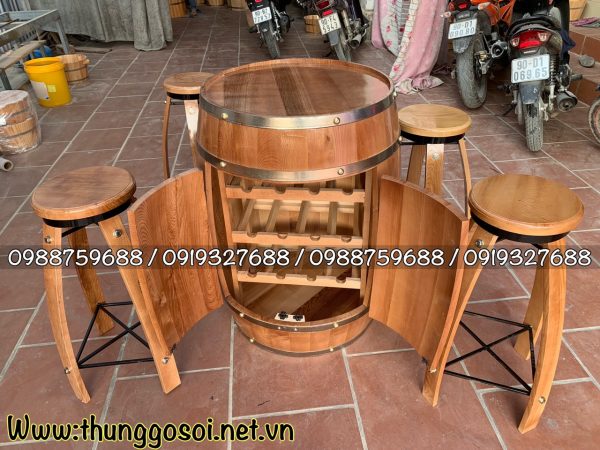 bán bàn ghế thùng rượu gỗ