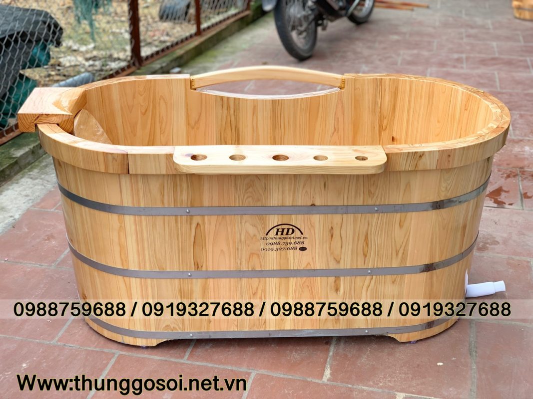 bồn tắm gỗ cao cấp có bệ lắp nước
