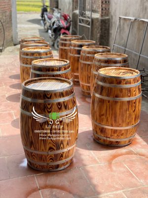 thùng rượu trang trí gỗ thông