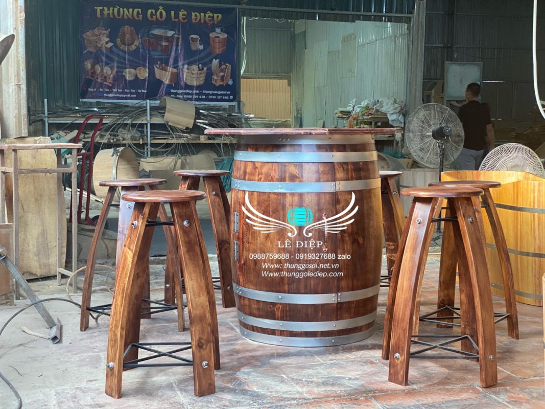 bán thùng rượu gỗ trang trí