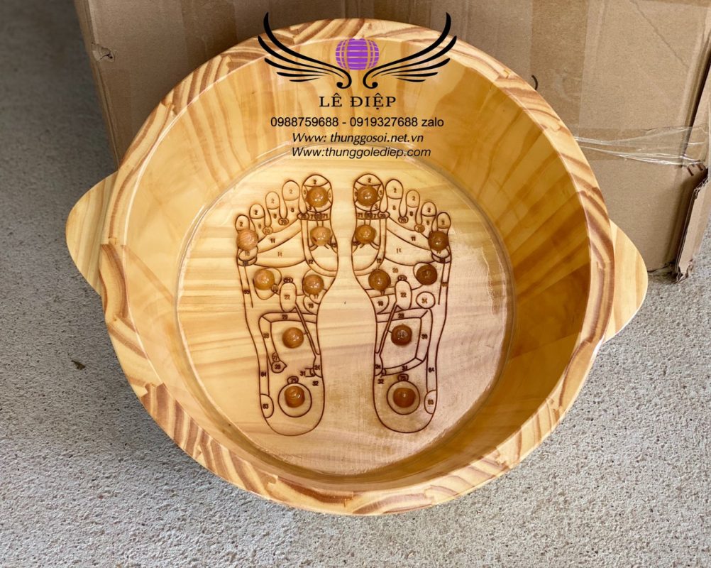 chậu gỗ ngâm chân massage