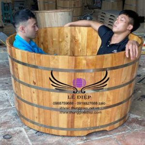 bồn tắm đôi gỗ pơmu